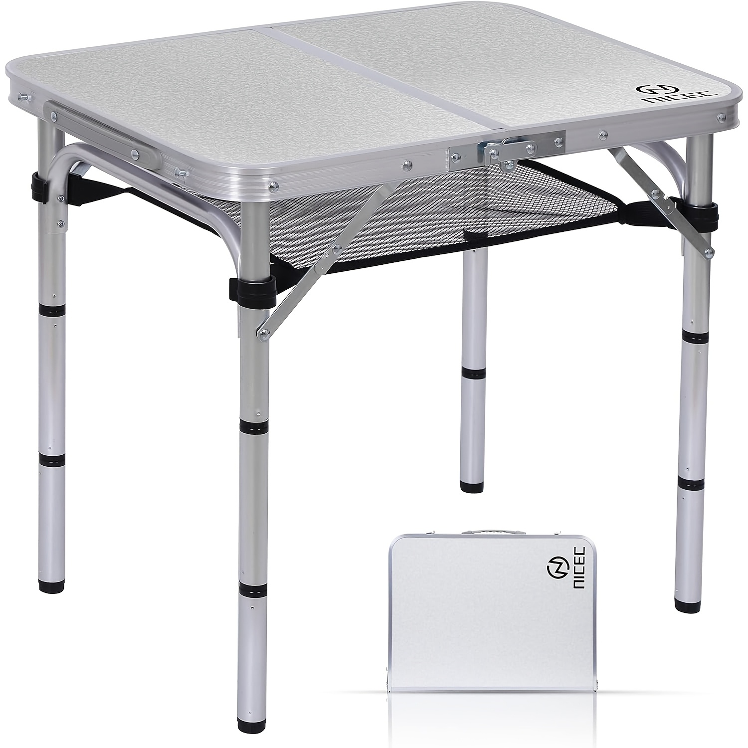 TEMU Table de Bureau Ordinateur Robuste à Hauteur Réglable - Design Léger et Portable avec Poignée, Pieds Pliants de Place, Compact pour Camping,