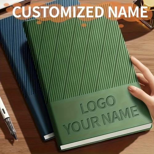 5pcs customizable a5 notebook personalized with name phone soft pu leather journal 5 colors gray yellow durable portable for meeting notes diary gift for christmas valentines day thanksgiving personalized diaries textured cover design synthetic material