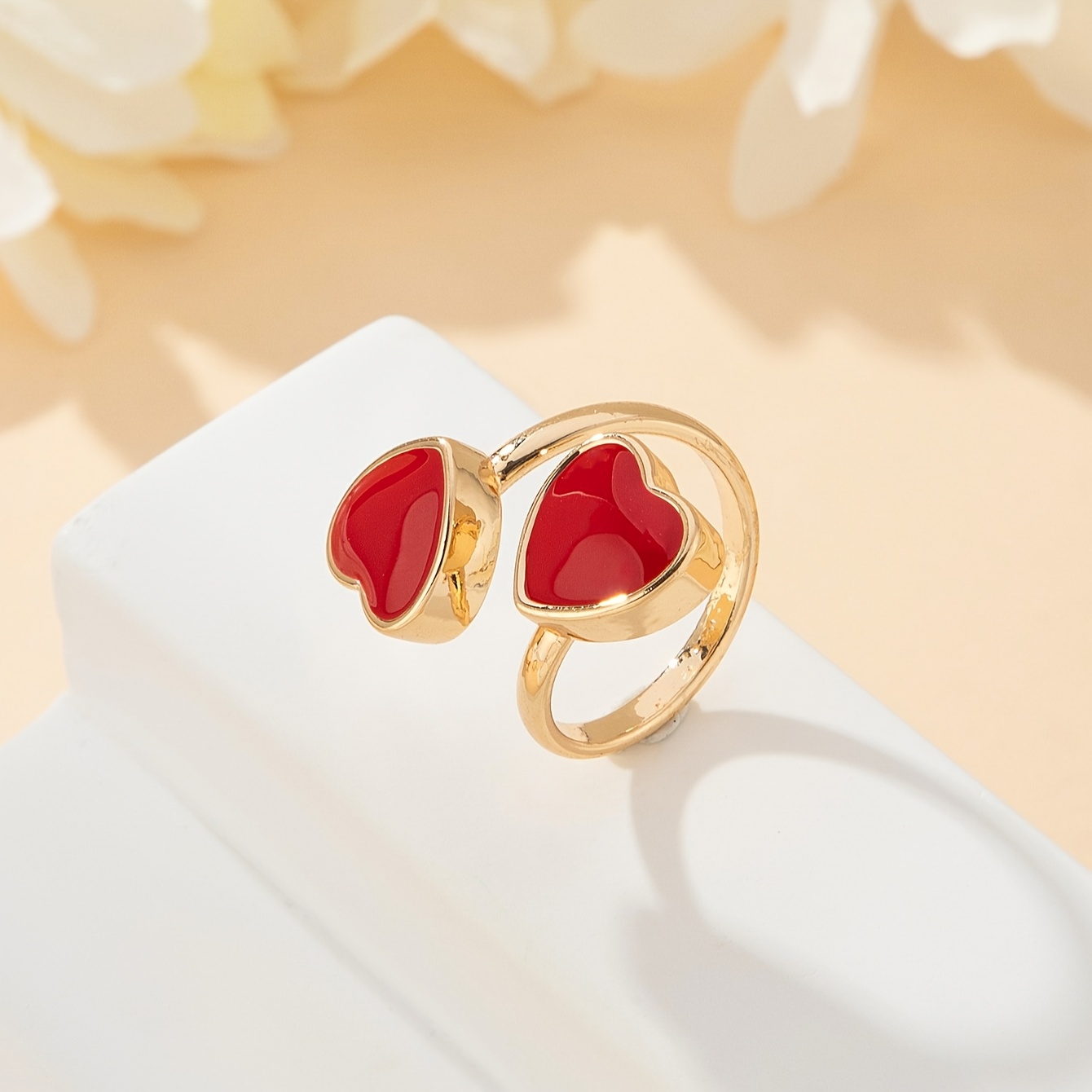 3pcs Metal Heart Bracelet Ring Set for Women