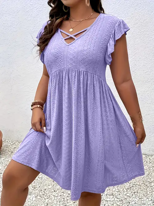 plus size lavender cocktail dress WEDTREND Women Plus Size Lavender Floral Long Bridesmaid Dress with Slit A-Line Corset Lace Up Back Chiffon Print Wedding Guest Dress, Lavender Flower