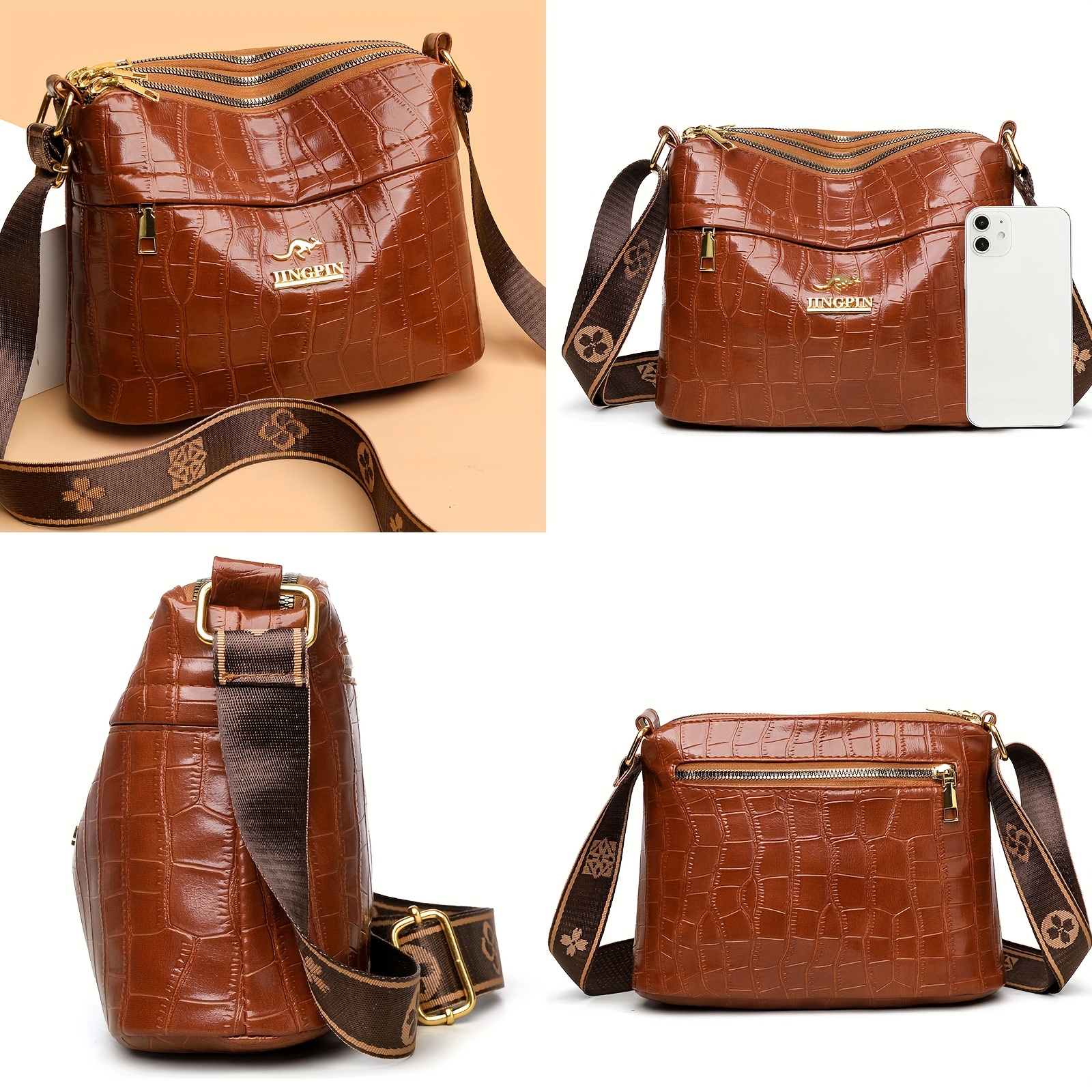 new style three compartment synthetic leather crocodile - Temu