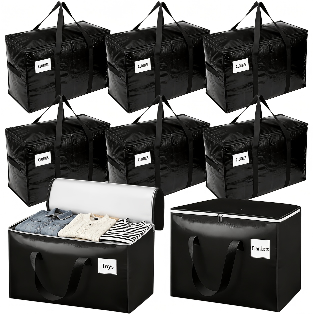 Image of 8pcs 100l Storage Bag, Large Activity Bags With Zippers And Handles, Alternative To Activity Boxes, Duvet Activity Bags, Clothing Storage