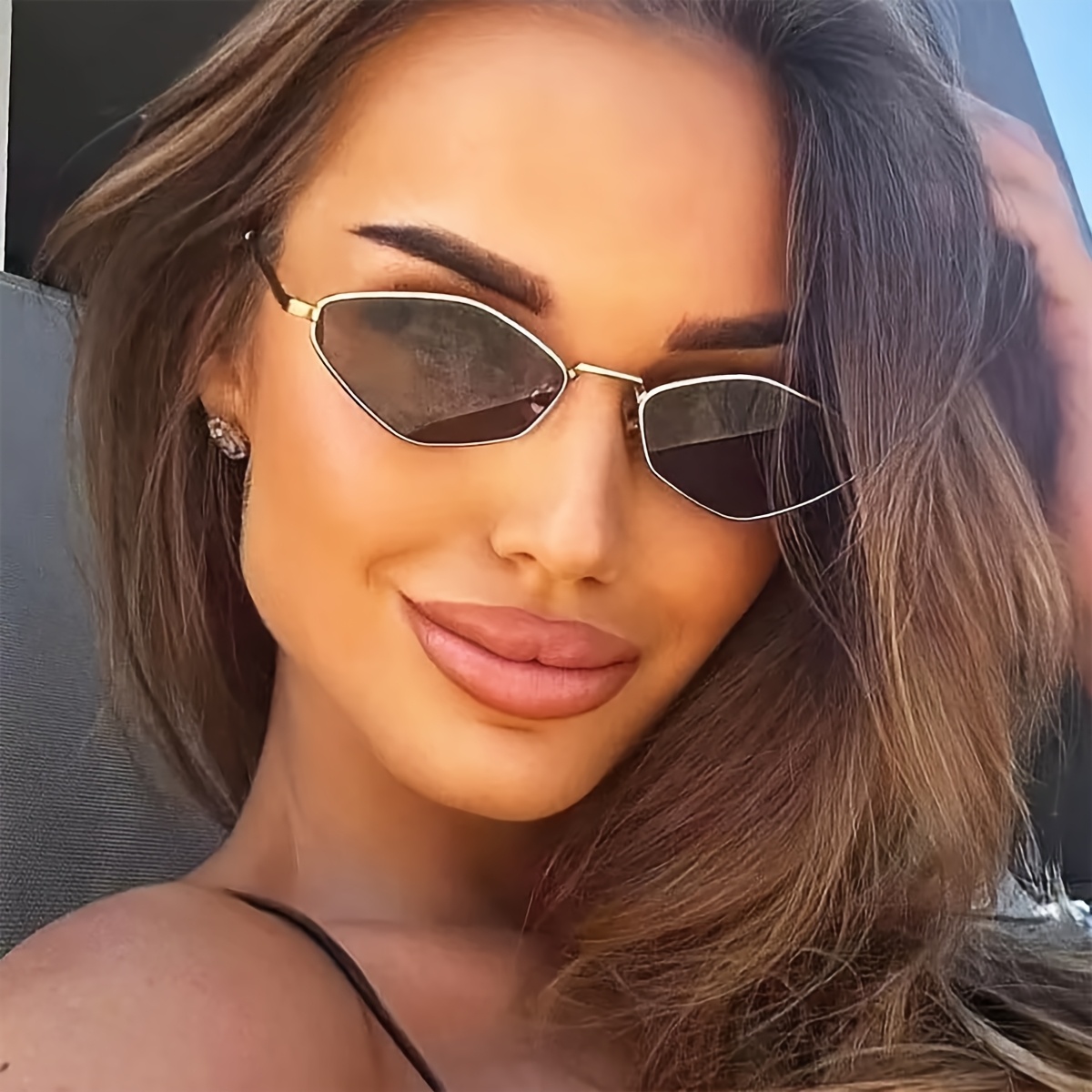 1 Pair Polygonal Minimalist Metal Frame Sunglasses, Amazon.com: NIEEPA Small Round Polygon Polarized Sunglasses  main image 4