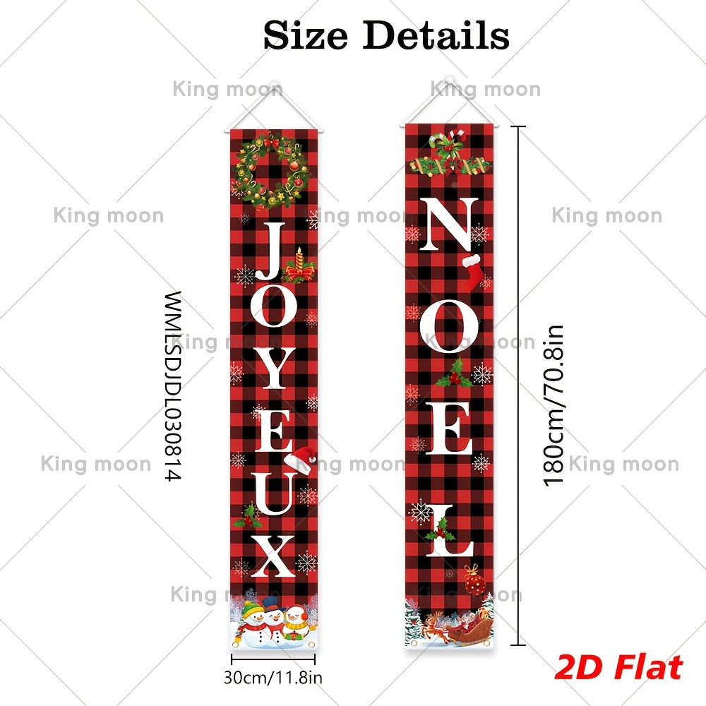 TEMU 2d Flat, 2d Flag Banner, 1pc Christmas Couplet, 180cm * 30cm/70.8in * 11.8in, Material, Christmas Banner Decoration Flag, Snowman, Santa Claus,