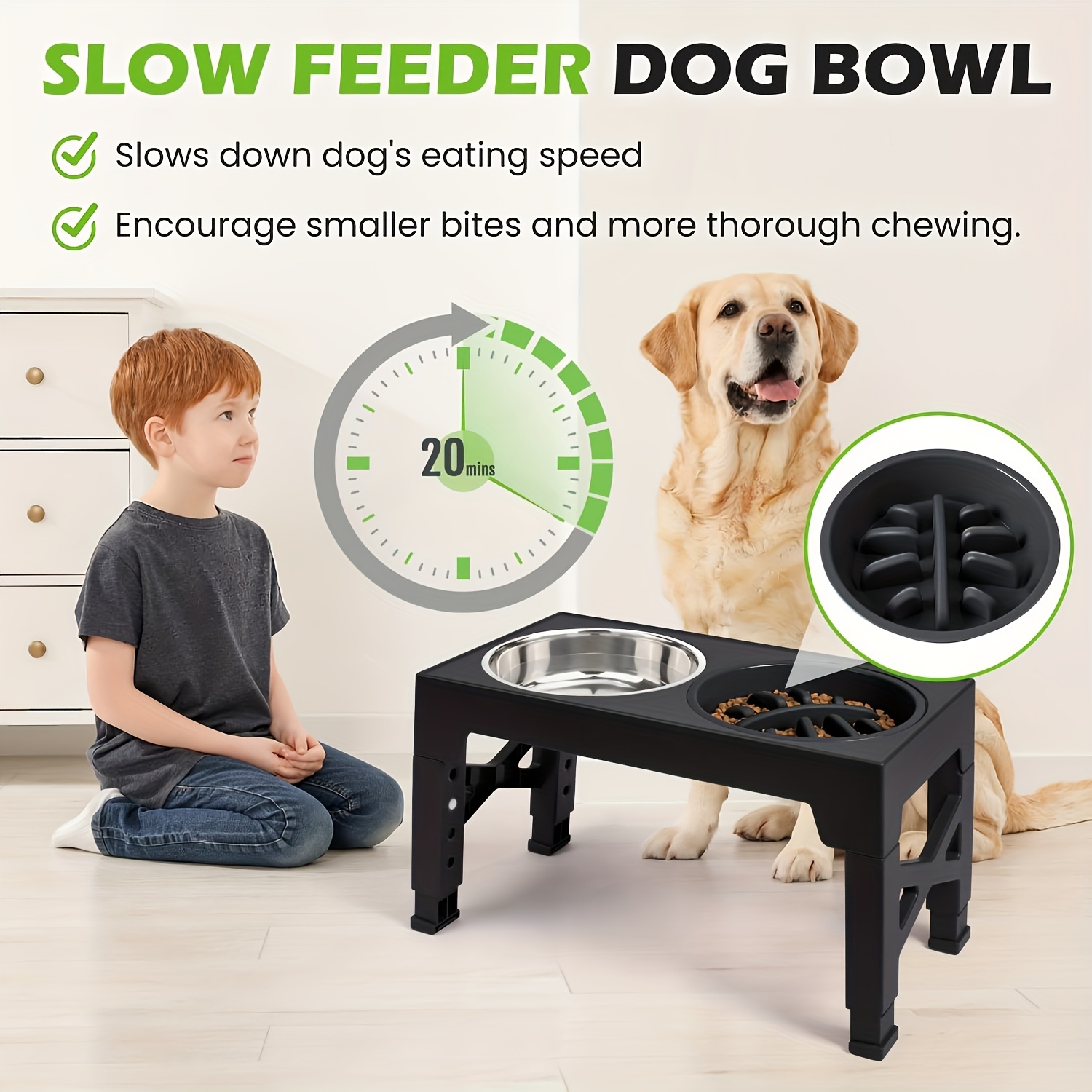 pet lifting bowl adjustable elevated cat bowl upright anti vomiting dog bowl dual feeding water bowl ergonomically adjustable height feeding rack   essential comfortable feeding solution Product details 7
