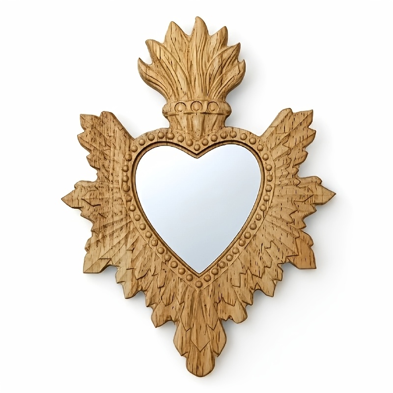 TEMU 1pc Heart-shaped 3d Embossed Handheld Mirror, Featuring Embossed And A Heart-shaped Design. Suitable For Various Occasions Such As Bathrooms,