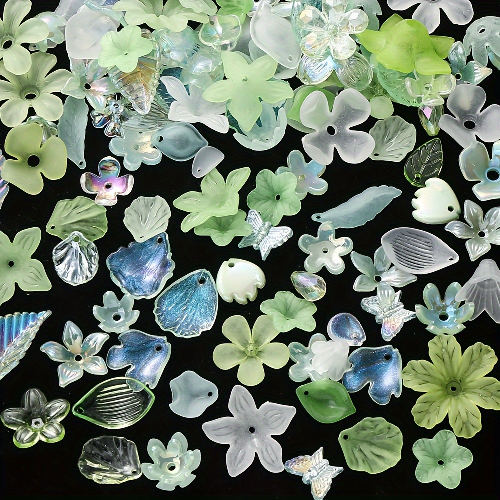 TEMU Lot de 30g de Perles Acryliques Pastel - Assorties de Fleurs et de Feuilles pour la Fabrication de Bijoux DIY, Bracelets et Artisanat