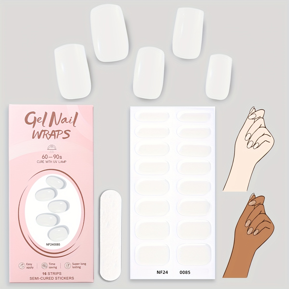 Image of 16-finger Semi-cured Gel For Nail Sticker, Transparent Style, Requires For Nail Light, Simply Extended, Used For Nail Practice To Protect Own For Nails, And Tear Off, Suitable For Women And