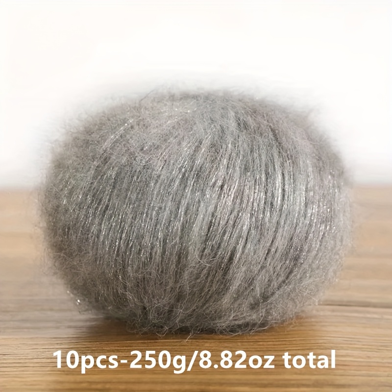 Image of 10pcs-250g/8.82oz Total Mohair Wool Yarn, Handmade Diy Crafts, Multicolor, Gradient, , Single-tone Texture, Chunky Yarn Balls For Knitting, Crochet, Soft Sweaters, Scarves, Hats, Gloves