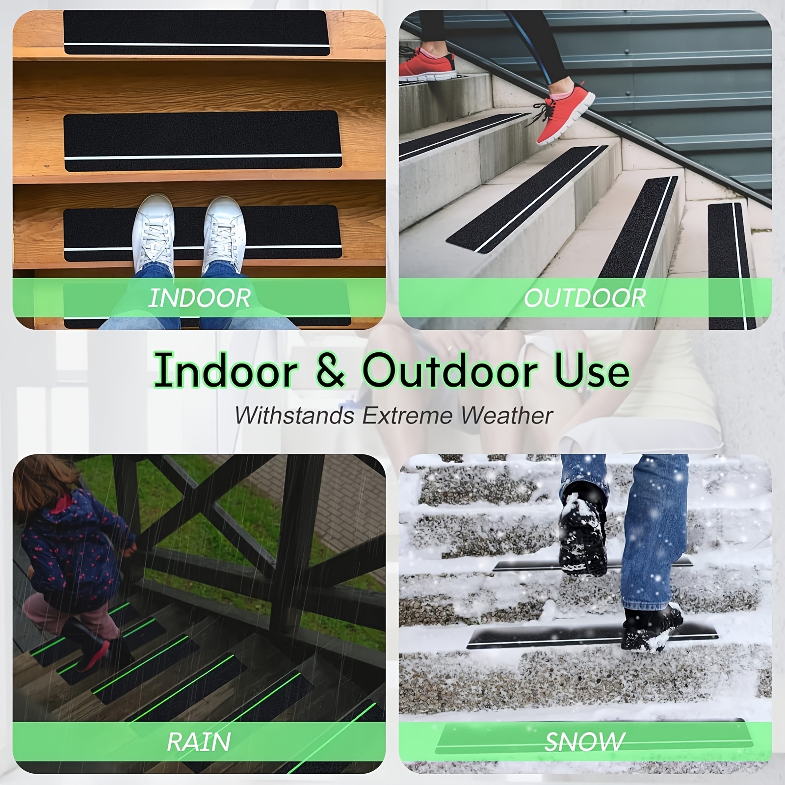 五片装夜光防滑条，6x24英寸 - 高摩擦防水安全条，适用于楼梯、甲板等场所 商品详情 3