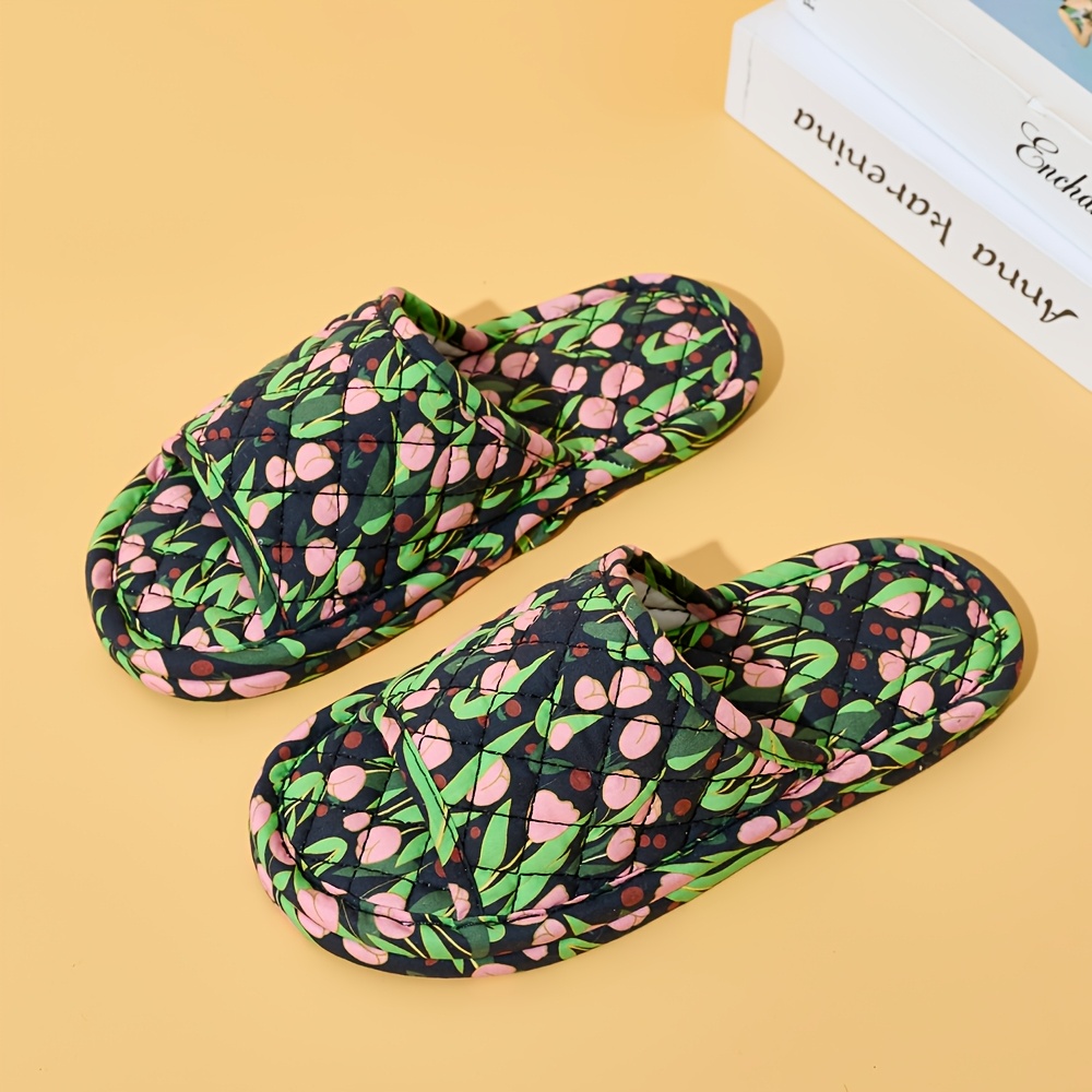 TEMU Fashionable Floral Women's Slippers, Indoor Slippers, Soft And Comfortable, Women Shoes