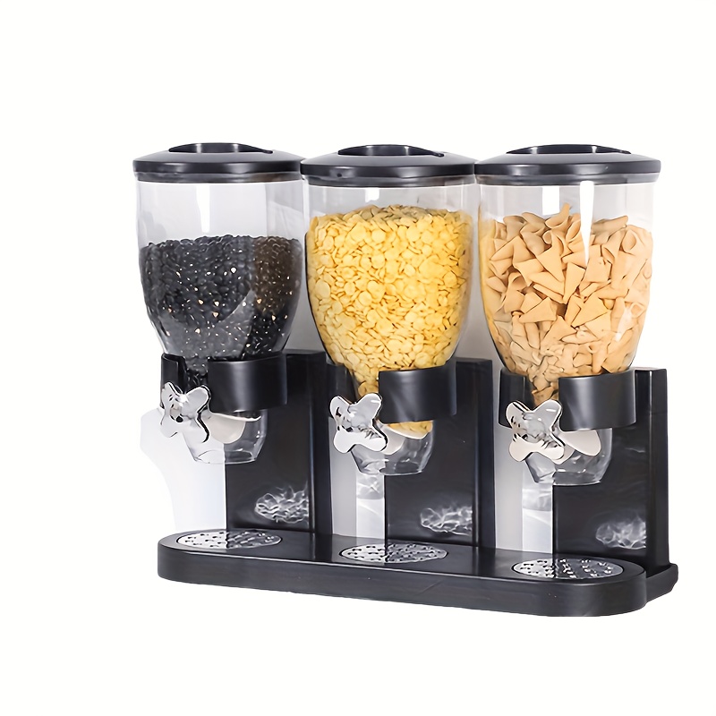 TEMU 1pc 3bucket Cereal Machine, Home Breakfast Cereal, Cereal Dispenser Storage Rice Bucket, Oatmeal Storage Snack Storage , Home Kitchen Supplies