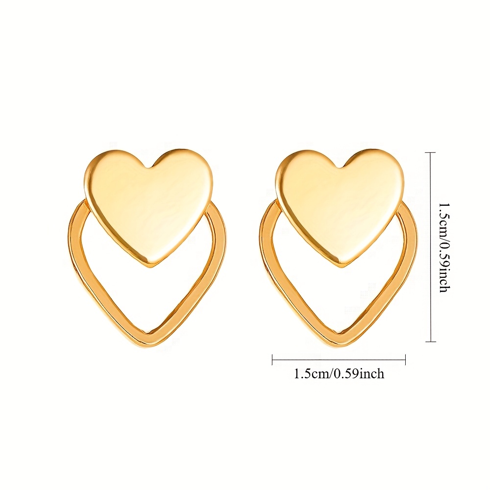 Women's Golden Hypoallergenic Heart Stud Earrings, Elegant Fashion