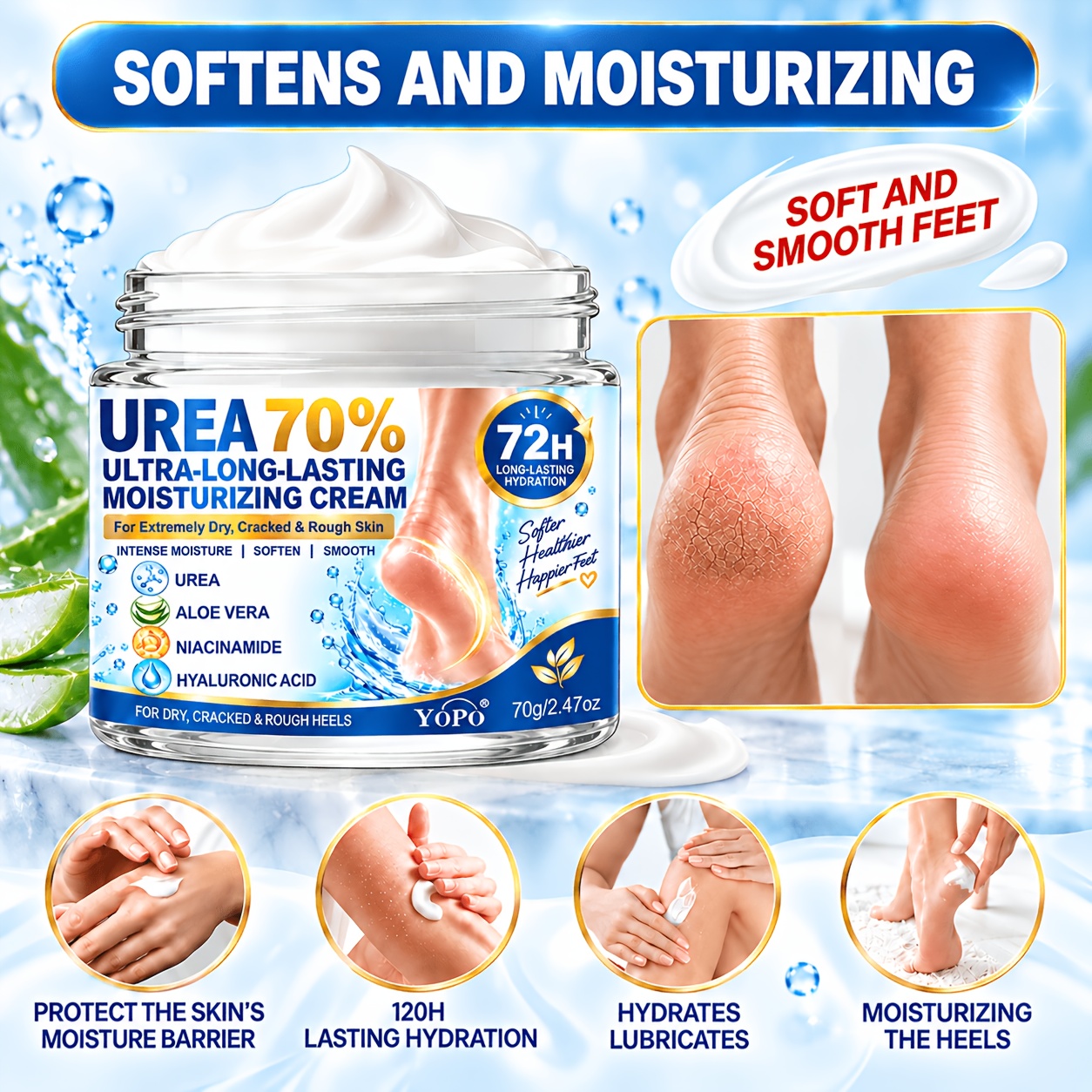 Urea 70% Ultra-Long-Lasting Moisturizing Cream, 40g