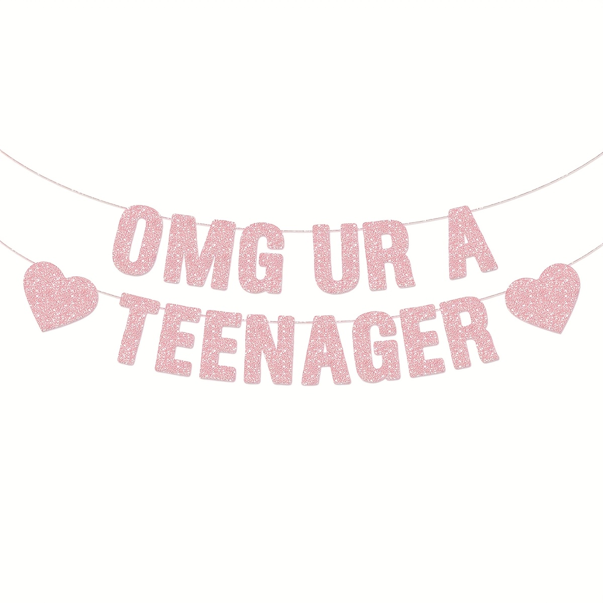 Image of 1 Piece Of Glitter Banner Saying 'omg Ur A Teenager', Perfect For Decorating A 13th Birthday Party And Other Celebrations