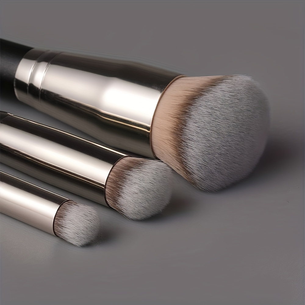 

3pcs Professional Kabuki Foundation Brushes For Flawless Liquid Makeup Application - Includes Buffing, Stippling, And Concealer Brushes For Blending Cream And Powder Cosmetics