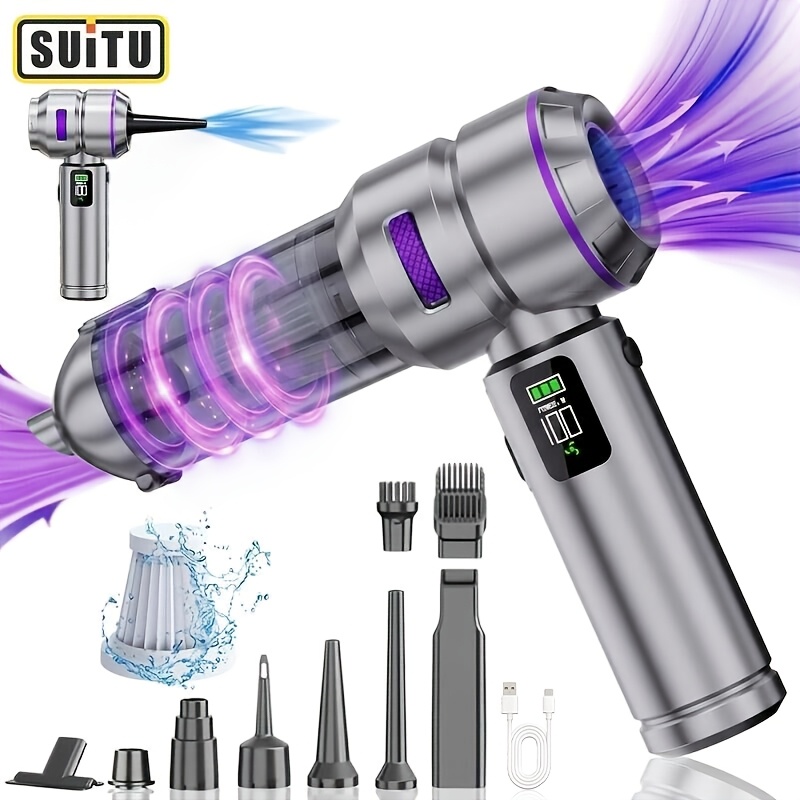 cordless handheld car vacuum with built in high speed motor 24000pa super strong suction 3 adjustable   2 in 1 vacuum and blower type c fast charging long   one click dust emptying led light for dark corners and additions