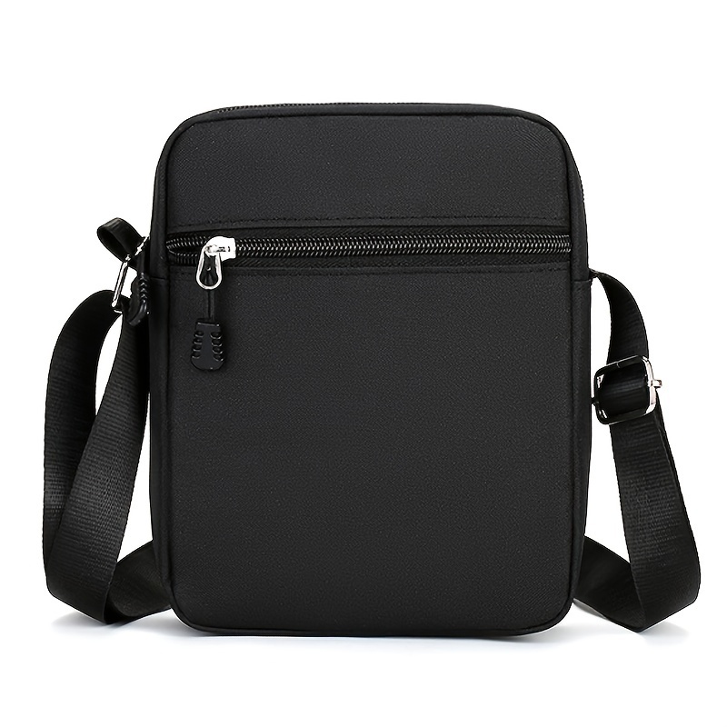 TEMU Unisex Oxford Cloth Shoulder Bag Casual Black Crossbody With Adjustable Strap For Daily Commute - Hand Wash/dry Clean Safe