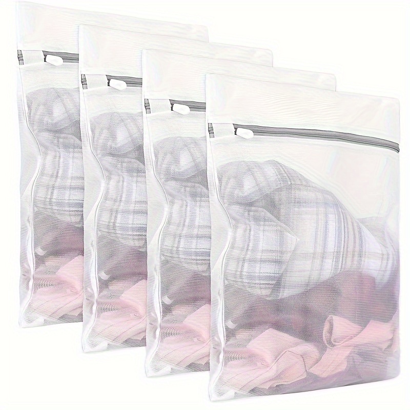 

4-pack Large Mesh Laundry Bags, 27x37cm Polyester Washing Net Pouches For Delicates, Socks, Underwear, Pants, Shoes, Masks, Travel Laundry Organizer With Zipper Closure