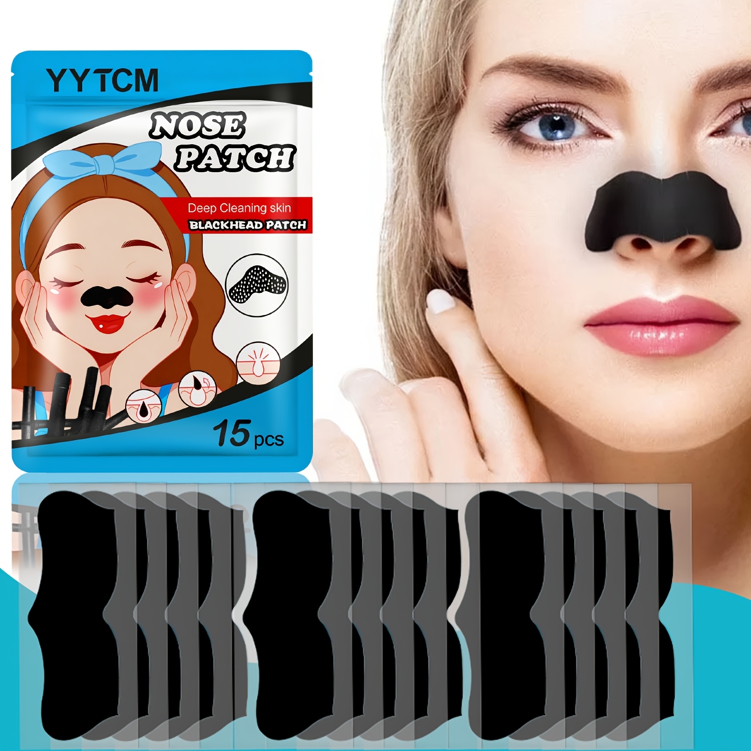 Large Size Blackhead Strips, Gentle and Non-Irritating, 15pcs