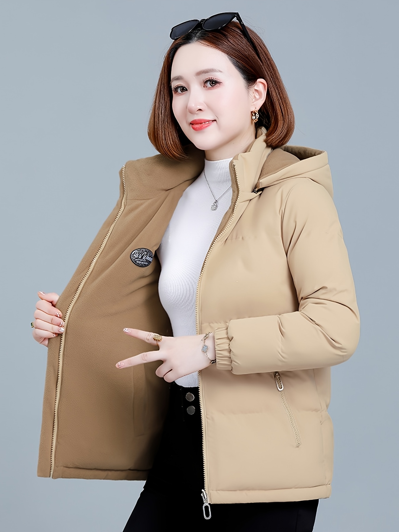 giubbotto cappuccio donna l'inverno antivento Temu Italy