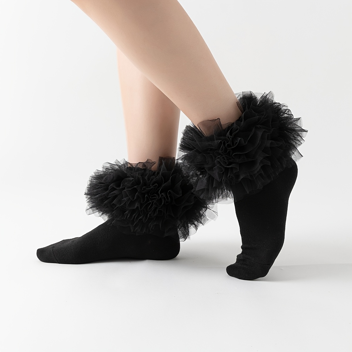 TEMU Women' Swan Socks With Fluffy Ankle Warmers - Soft Stretchy Solid For Casual & Formal Outfits, Cute Socks, Formal Accessories, ,