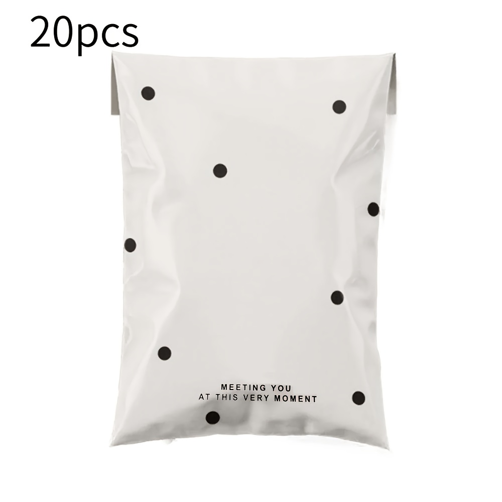 TEMU 20 Beige Polka Dot Courier Bags, Back-to-school Gift Packaging Bags, Thick Plastic Storage Bags, Airplane Box Clothing Packaging Bags