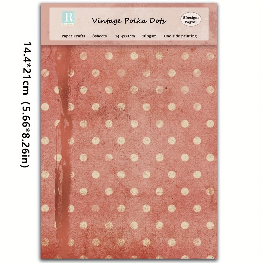 TEMU 8pcs A5 Vintage Polka Dots Paper Diy Photo Album Hand Account Material Paper Card Production Background Paper Frame Background Paper