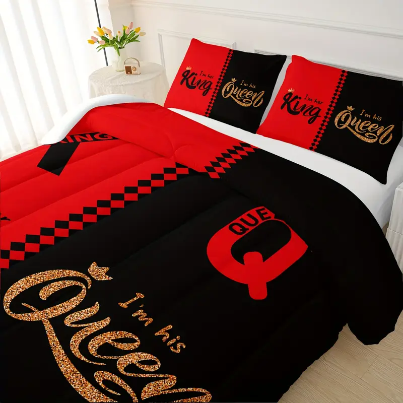 3 pcs couple comforter set sun and moon themed printed bedding queen and king comforter set for adults elegant and comfortable down comforter set 1 comforter 2 pillowcase without core Product details 11