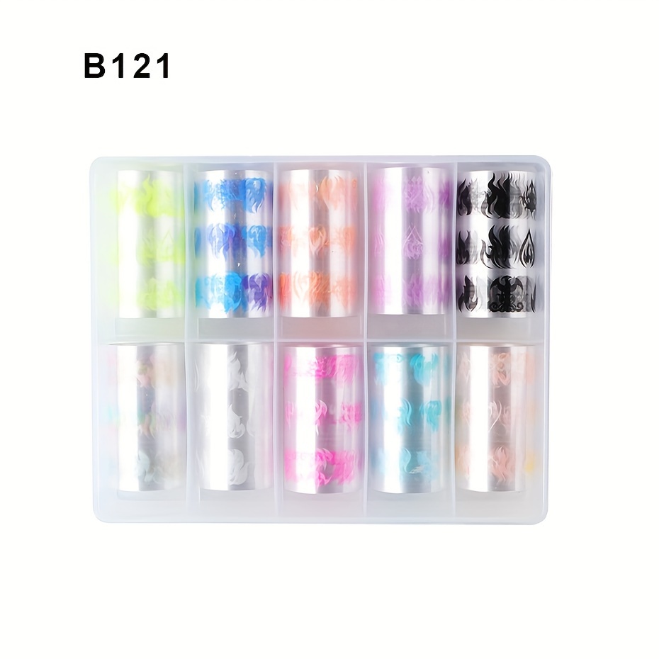10 Roll/box Fluorescence Fire Flame Transfer Nails Foils Neon Luminous Torch Light Starry Nail Foil Decoration Manicure Wraps