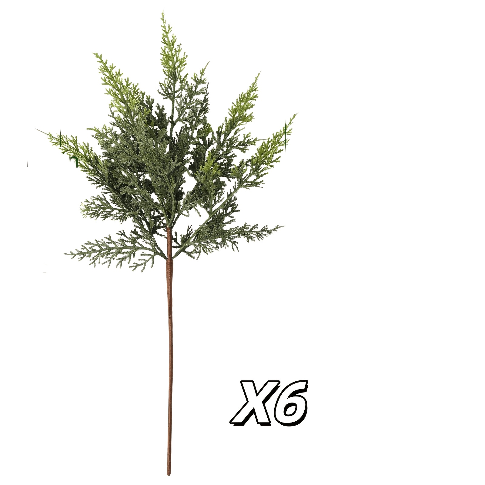 TEMU 6 Bundles 18" Artificial Lifelike Cedar Branches, Realistic Faux Greenery Picks For Vase, Garland Wreath Table Centerpiece Christmas Tree Indoor