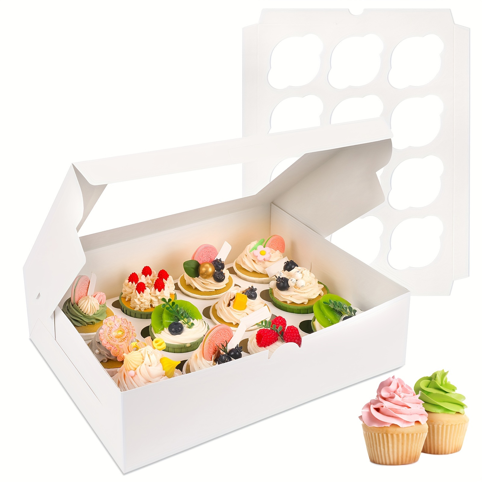 

Superlele 40 Pack Cupcake Boxes Hold 12 Standard Cupcakes, Food Grade Cupcake Holders Bakery Carrier Boxes With Windows And Inserts For Cupcakes, Muffins And Pastries