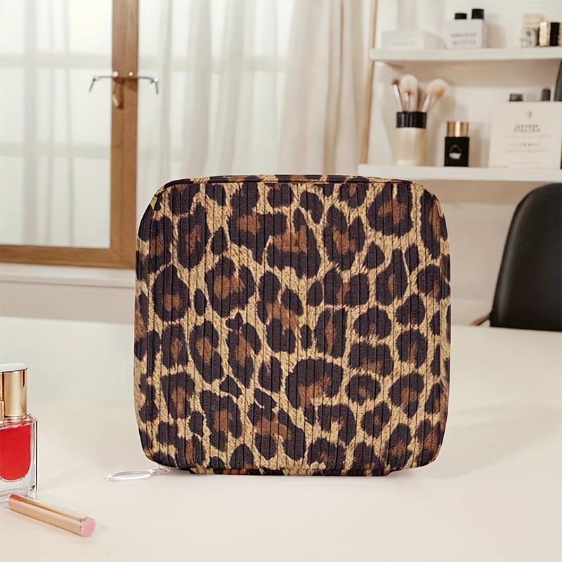 E-shop Leopard-Print Damenhygiene-Tasche - Neutraler Stil, für Kleine Waren, Essentials, Binden & Tücher - Diskrete Aufbewahrungstasche