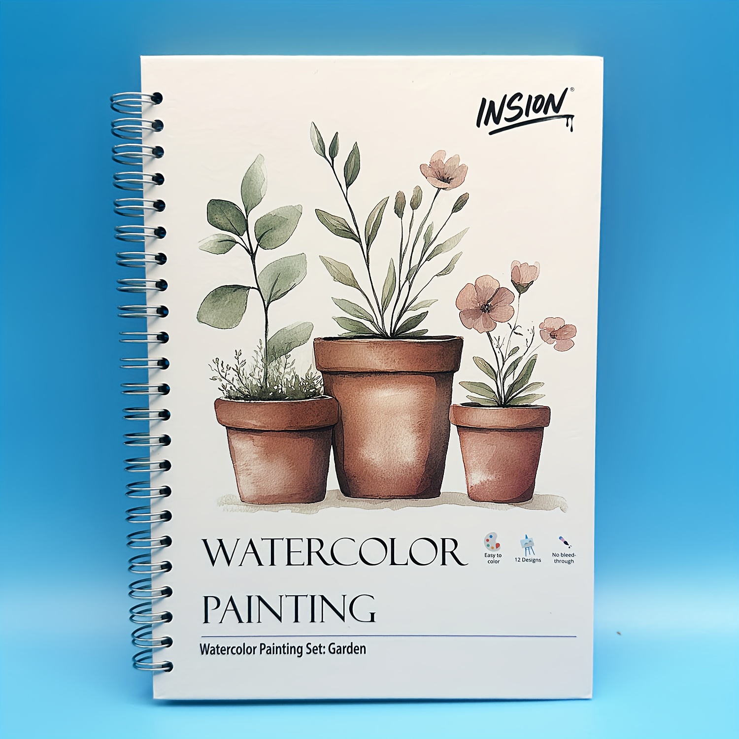 E-shop 12 Seiten in 1 Buch, ein robustes Aquarell-Übungsalbum mit Gartenthemen und Innenhöfen, entwickelt für Anfänger - Enthält 12 wunderschöne