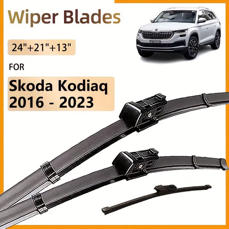 E-shop Ein Set aus drei Scheibenwischer für die und hinteren Fenster, kompatibel mit Skoda Modellen von 2016 bis 2023, mit einem rahmenlosen Design und
