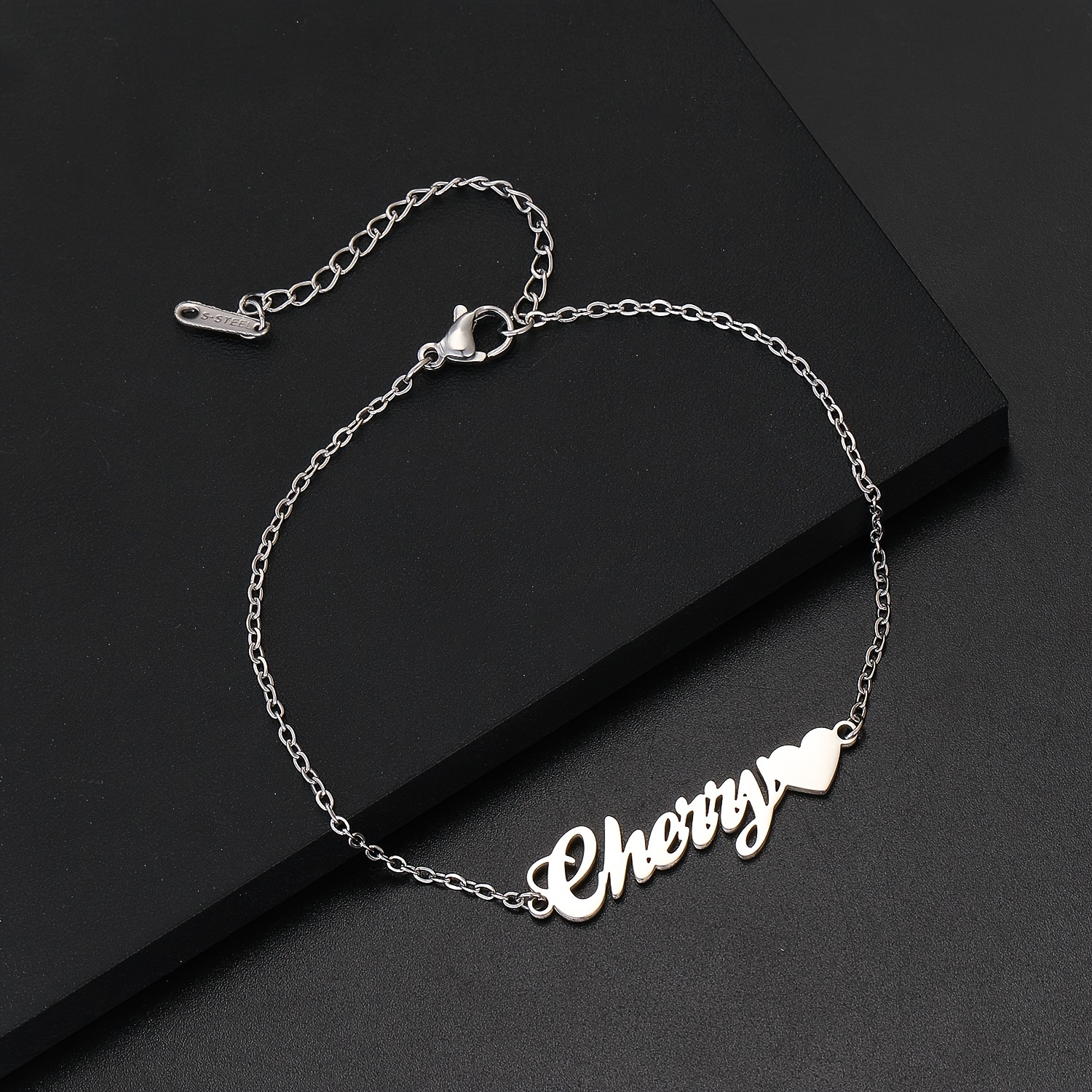 Women's Customized Name Thin Chain Bracelet, Stainless Steel
