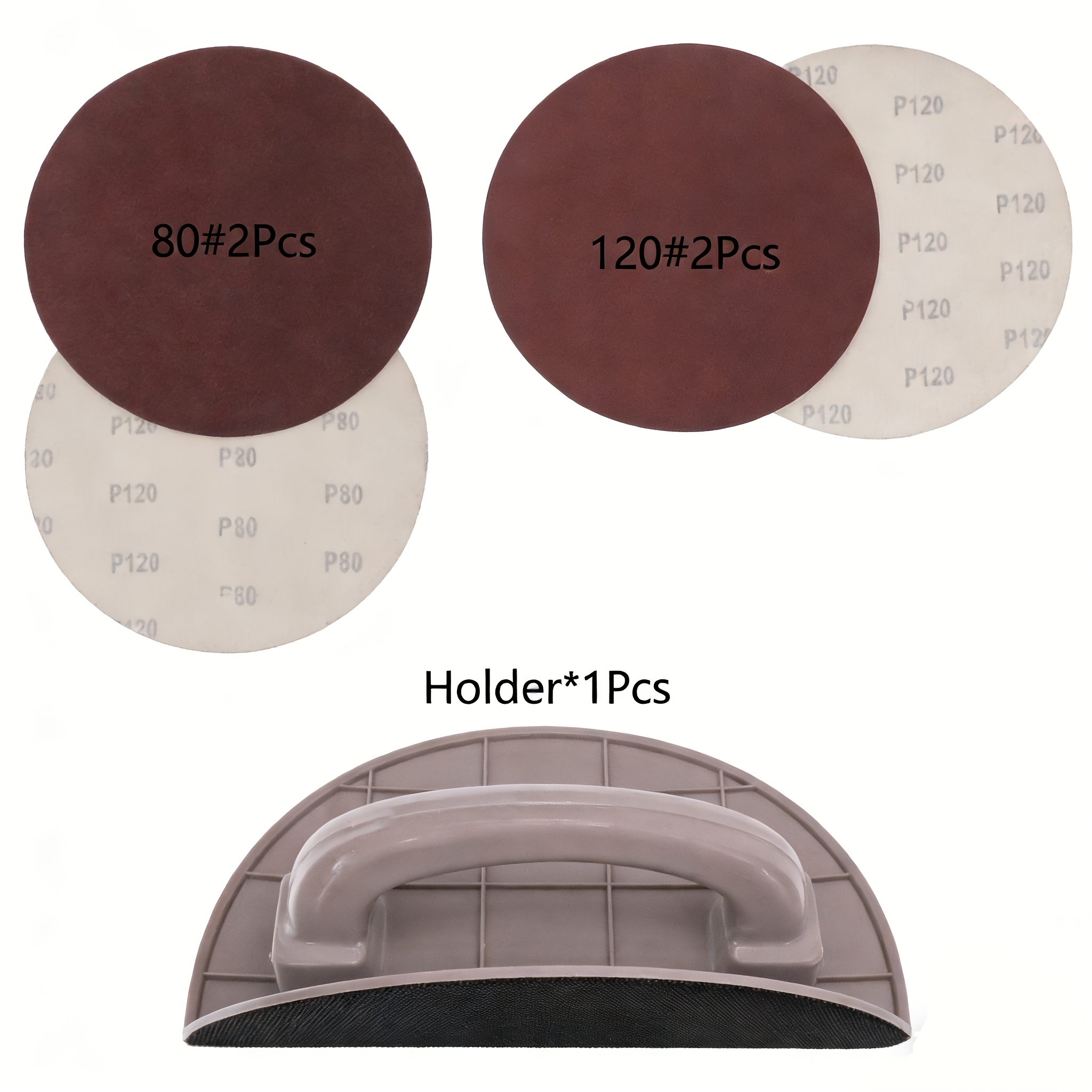 E-shop 5-teiliges Set rechteckige, halbkreisförmige Eck-Schleifwerkzeuge, selbstklebende Detail-Schleifmaschine für die Hand, inklusive 23 cm (9 Zoll)