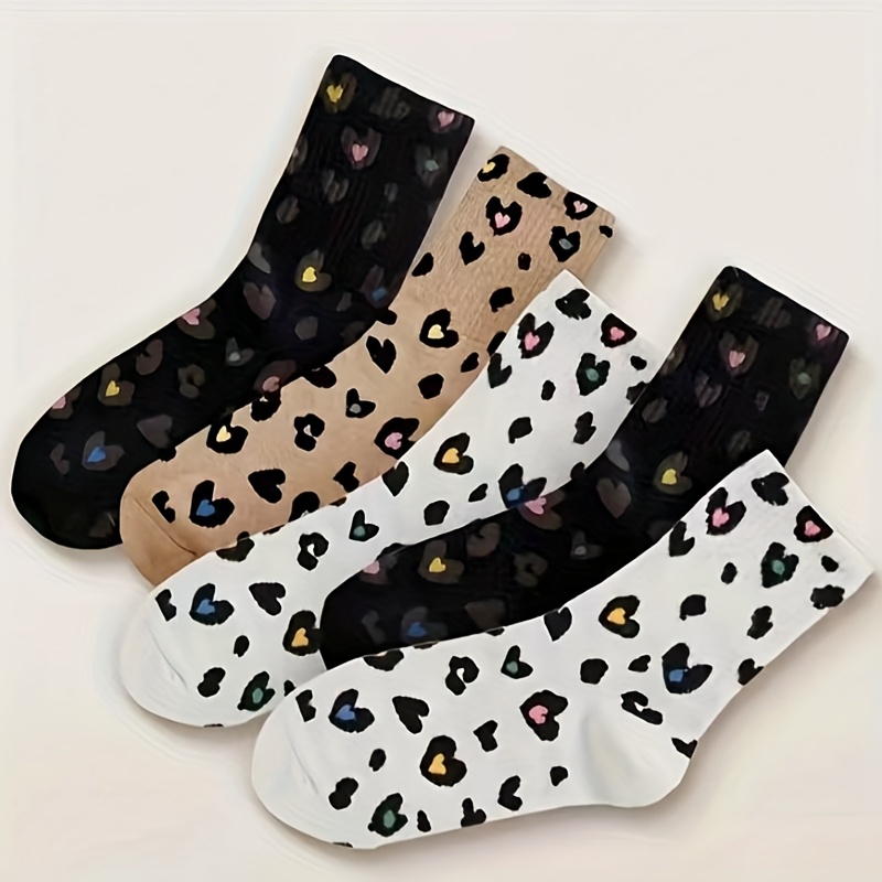 3/5/9 Double Leopard Print Short Socks