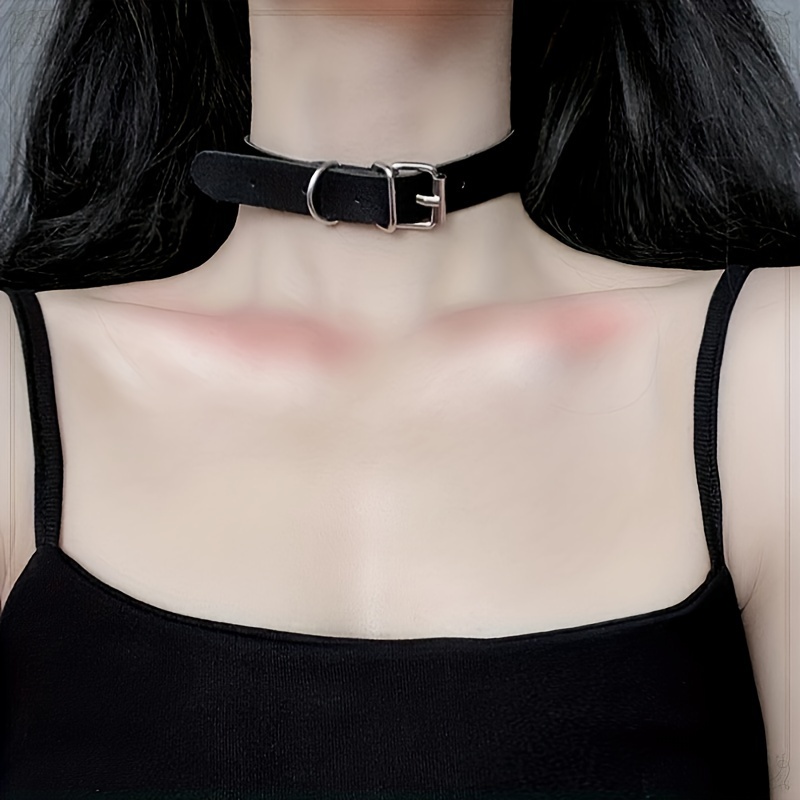 womens pu leather dark lolita rock choker gothic punk style necklace fashion choker y2k personality collarbone chain