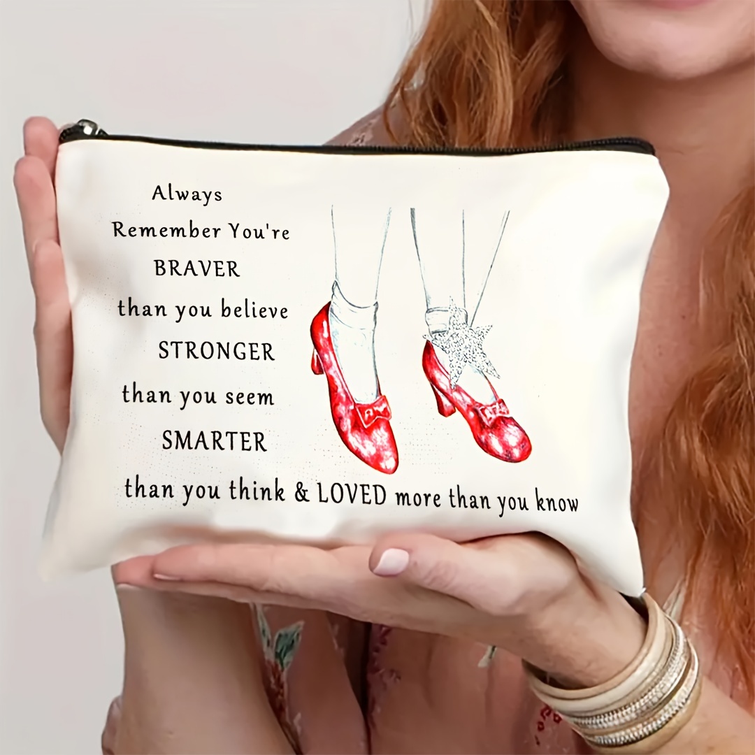 

Dorothy's Red Shoes Inspirational Makeup Bag - Large Capacity, Perfect For Travel & Everyday Use, Durable Polyester