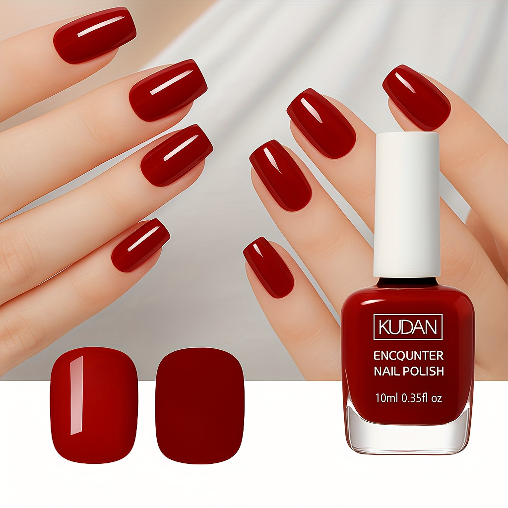 TEMU 1 Bottle Of Burgundy Gel Nail Polish, 0.35fl Ozuv-free & No Lamp Required, Peelable For Easy Removal, Quick-drying, Long-lasting High Shineideal
