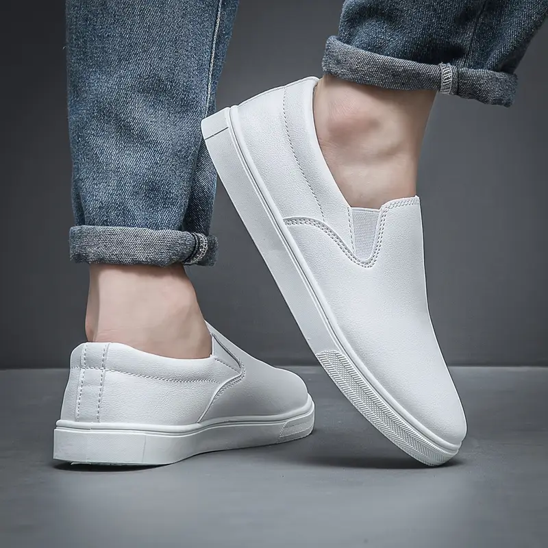 mens stylish brown slip on sneakers comfortable non slip casual shoes with white rubber sole for casual attire versatile modern casual shoes rubber sole shoes details 3