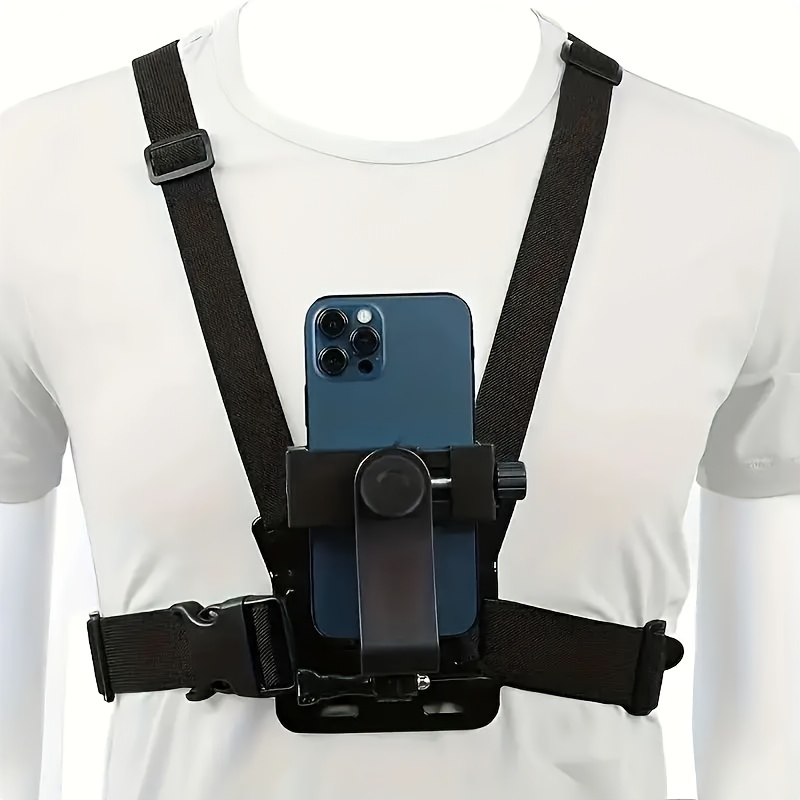 

1pc Universal Cell Phone Chest Mount Harness Strap Holder, Outdoor Smartphone Pov Video Mobile Phone Clip, Mobile Phone Holder Chest Strap Bracket