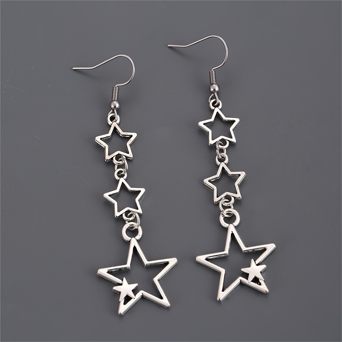 Image of Fashion Hollow Pentagram Earrings, Individual Long Star Drop Earrings Jewelry, Suitable For Daily Wear