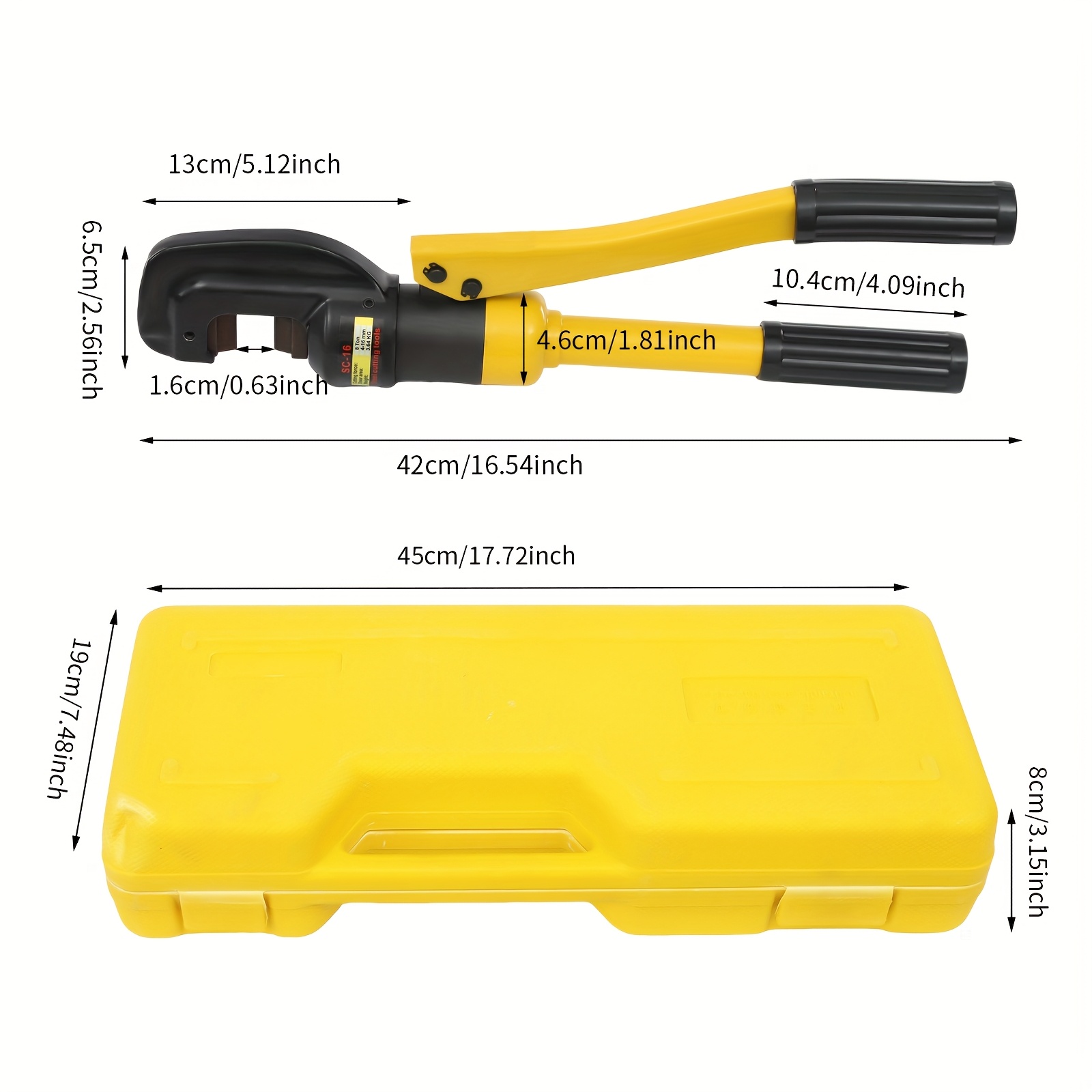 Image of 8 Ton Hydraulic Cutter - Professional 4mm-16mm & Cutting Tool With Storage Box - Heavy Duty Construction, , Recycling - Portable, Oil-free Pump Design