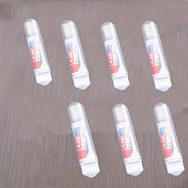 10pcs Portable Folding Toothbrush Set with Toothpaste, Soft Bristles
