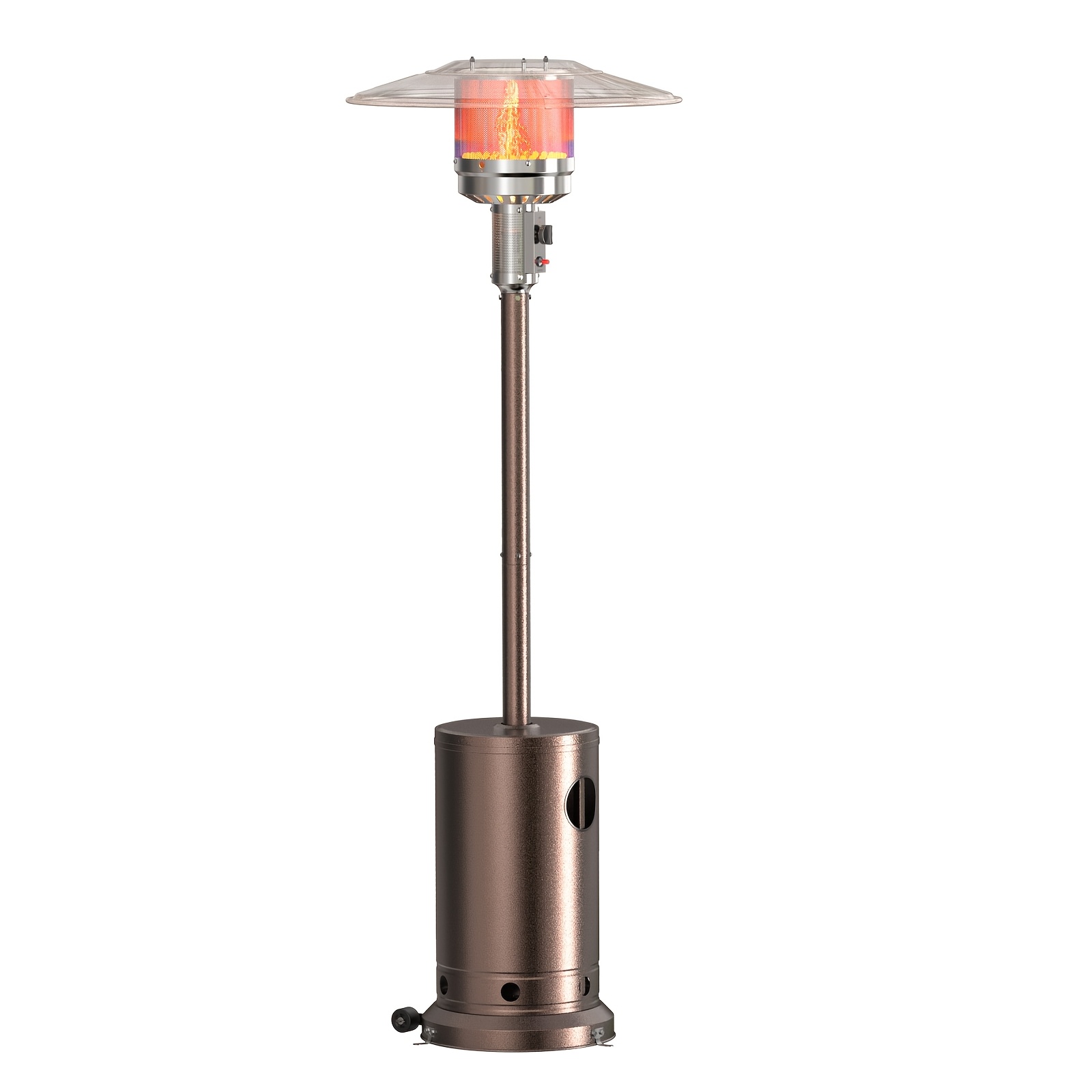 TEMU Propane Patio Heater With Double-layer Burner, 48, 000 Btu Outdoor Stainless Steel Heater With Wheels And Safety For Home Commercial, Brown