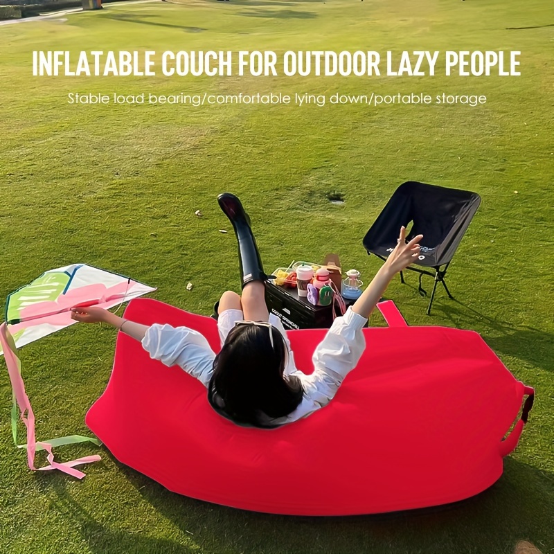 

Quick-inflate Single Lounger - Portable & Lightweight Air Sofa For Outdoor Camping, Includes Storage Bag, Camping Chair