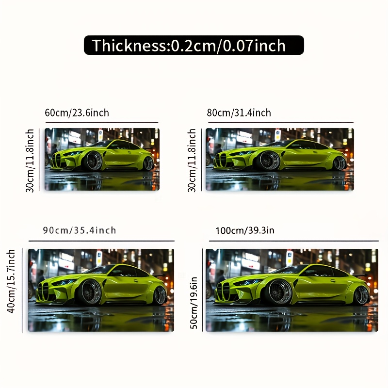 1pc Large Gaming Mouse Pad - Fluorescent Green Racing Car Design, Non-Slip Washable Rubber Base, Durable Desk Mat for PC & Office, Stylish Computer Accessory, Ideal Gift for Gamers & Professionals, Mouse Pads for Desk, Mouse Pad, Gaming, Desk Mat