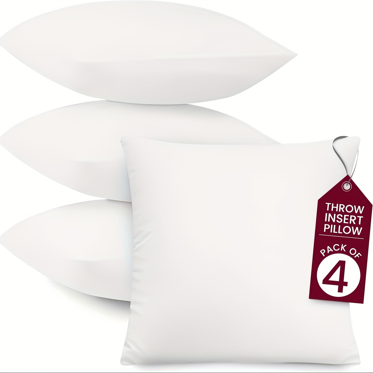 TEMU 4pcs Soft And Durable Pillow Core - Versatile Square Filling Suitable For Decoration In Living Rooms, Bedrooms, Dormitories, Garden Decorations,